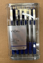 TUL Gel Pens Retractable Medium Point 0.7 mm Gray Barrel Blue Ink Pack of 12