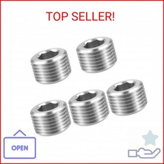 5 PCS 3/8″ NPT Male Pipe Plug Stainless Steel Pipe Plug Fitting Set Hex Counter