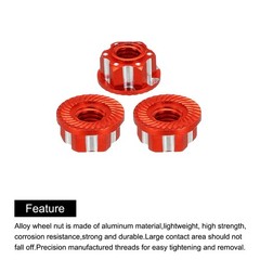 Hexagonal Nuts Aluminum M4 RC Wheel Hex Nuts for 1/10 RC Model Car 4PCS(Red)