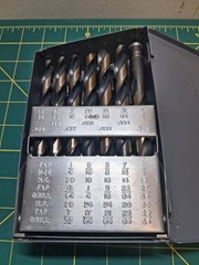 Drill Bit Set Index 1/16 to 1/2 HSS Set Vintage Huot Steel Case (INCOMPLETE)