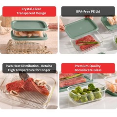 EATEX 6 Pack Glass Meal Prep Containers with Grooved Base, 6 Stackable BPA Fr…