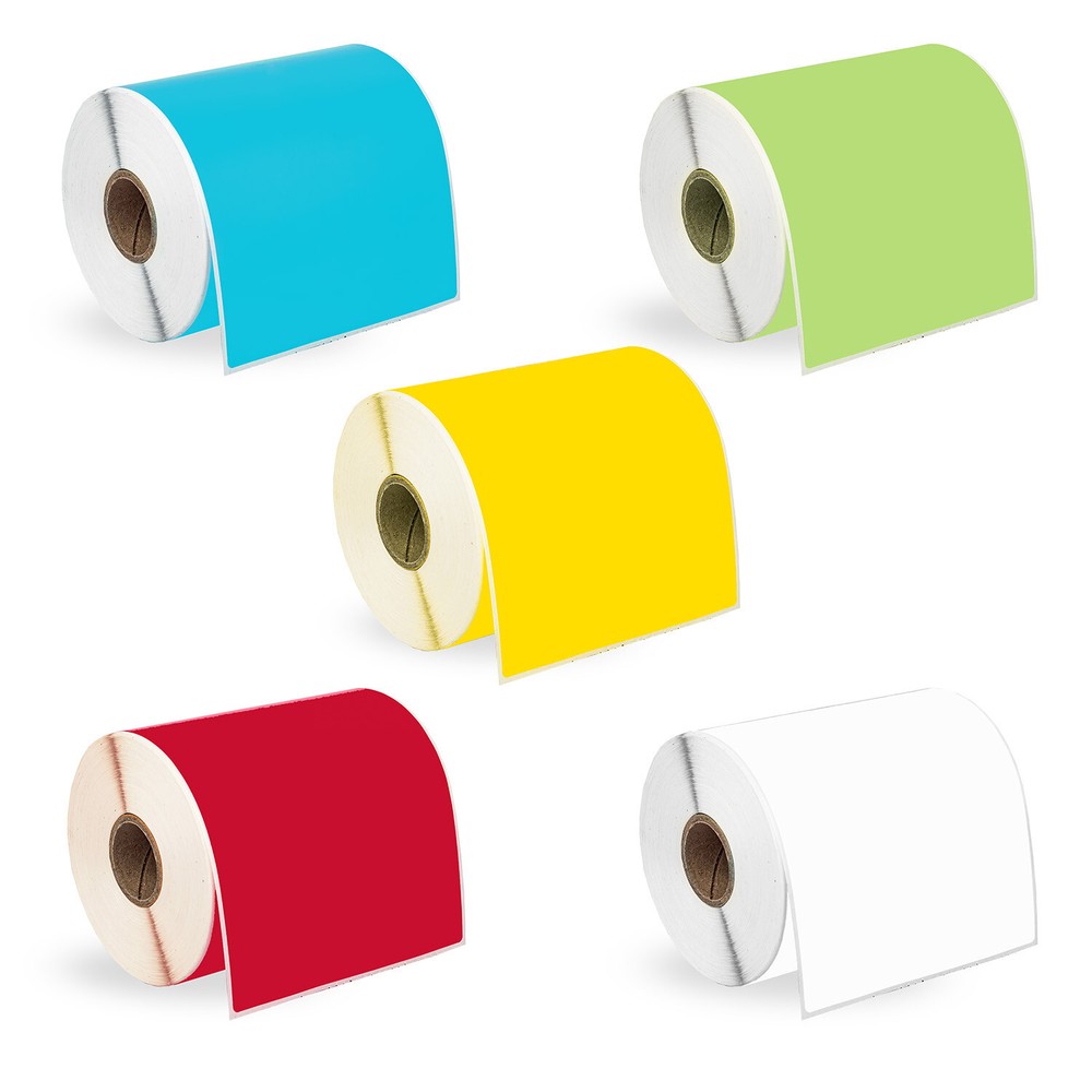 ZEBRA 4×6 COLOR Labels 1″ Core 5 Rolls:1 ea BLUE GREEN YELLOW RED WHITE