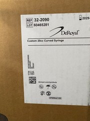 Case of 100 DeRoyal Ace Surgical 20cc Curved Irrigating Syringe 0034302 New