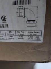 Remke RSR-9522 Cord Grip, alum, 90 deg, 1-1/2″ cable range 1.250 – 1.375