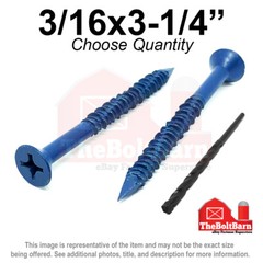 3/16×3-1/4″ Flat Head Phillips Piercing Point Concrete Screws Masonry Blue