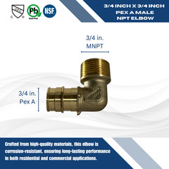 25 Pack XFITTING 3/4″ Pex A x 3/4″ Male Elbow, Expansion MNPT Elbow, Lead Free