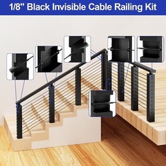 Black T316 Stainless Steel Swage Invisible Receiver End Fittings 1/8″ Cable rail