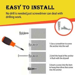 100PCS Zinc Self-Drilling Drywall Anchors, 50 Heavy Duty Hollow Metal Wall…