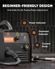 145Amp Mini MIG Welder 110V/220V MIG Welding Machine Gasless Flux Core Weld Iron