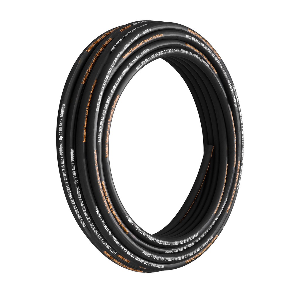 Uimoso 1/2″ Hydraulic Hose, 100 ft, R2 Steel Wire, 4000 PSI Working Pressure