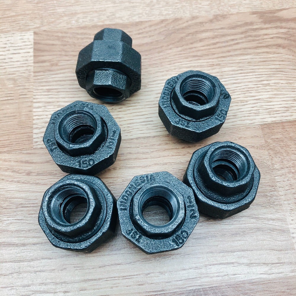 LOT OF 6 INDONESIA 1/2″ BLACK MALLEABLE IRON PIPE FITTING THREADED