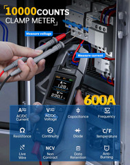 DMC-100 Digital Clamp Meter 9999 Counts TRMS 600A NCV AC/DC Temp Rechargeable