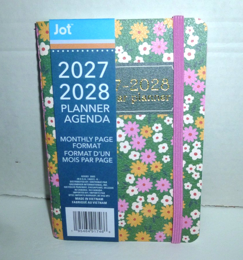 Jot 2027-2028 Floral Monthly Format Pocket Planner – 4.25″ x 6.25″ – Brand New!!