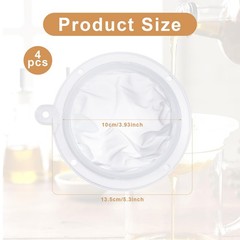 4Pcs Coffee Strainer Fine Mesh Milk Filter Nylon Medium, White