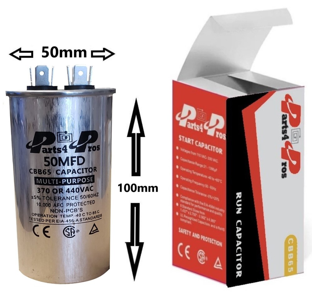 50uF MFD 370 V 440 V 370/440 VAC Oil Filled Motor Run Capacitor CBB65 50x100mm