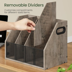 CHOEZON Wooden Desktop File Organizer with Removable Dividers, Mesh Front Panel