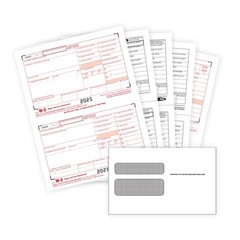 Blue Summit Supplies W-2 Tax 2025 4-Part Forms with Envelopes, 25 Sets