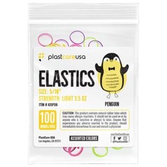 plastcareusa ELASTICS 5/16″ Penguin,Light 3.5oz Elastic Bands,Asst Colors,100/Bg