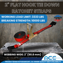USA Heavy Duty 2″ x 40′-60′ Ratchet Strap Flat Hook Flatbed Truck Farm Tie Down