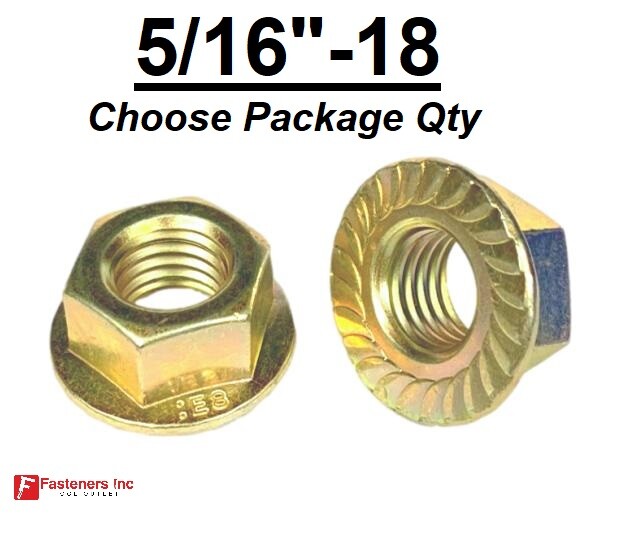 5/16″-18 Grade 8 SERRATED Flange Whiz Lock Nuts Coarse Zinc Yellow Plated