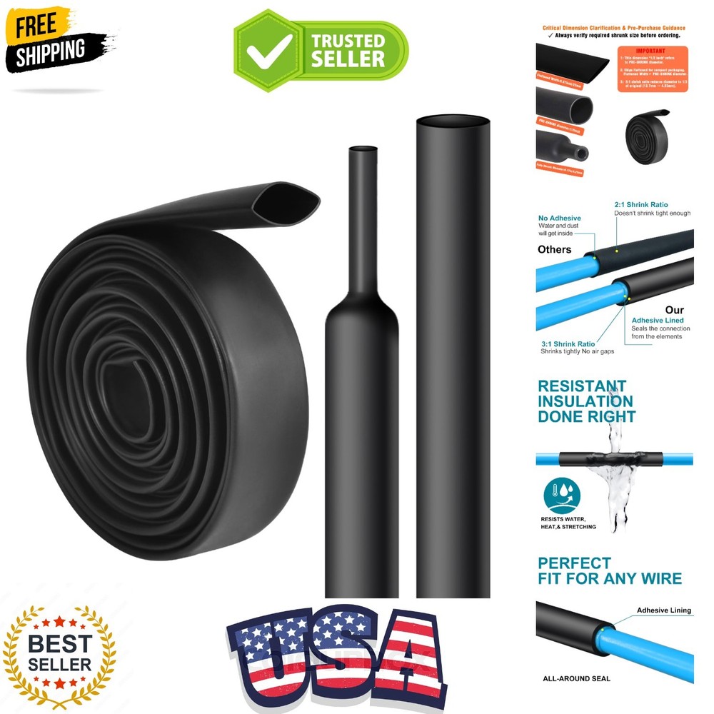 1/2 Inch12.7mm Heat Shrink Tubing – 10 Ft 3:1Ratio Waterproof Heat Shrink Tub…
