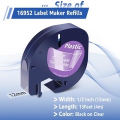 5pk DYMO LetraTag Refill 16952 Clear Plastic Lable Tape 12mm Compatible LT-100H