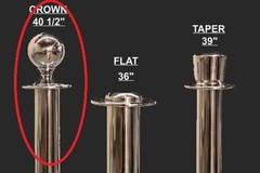 ROPE STANCHION, 5 PCS SET, CROWN TOP, MIRROR POLISH S.S. 12″ DOMED BASE