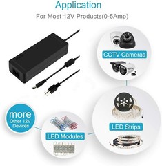 AC 100-240V to DC 12V 5A Power Supply Transformer Converter for LED Strip Lights