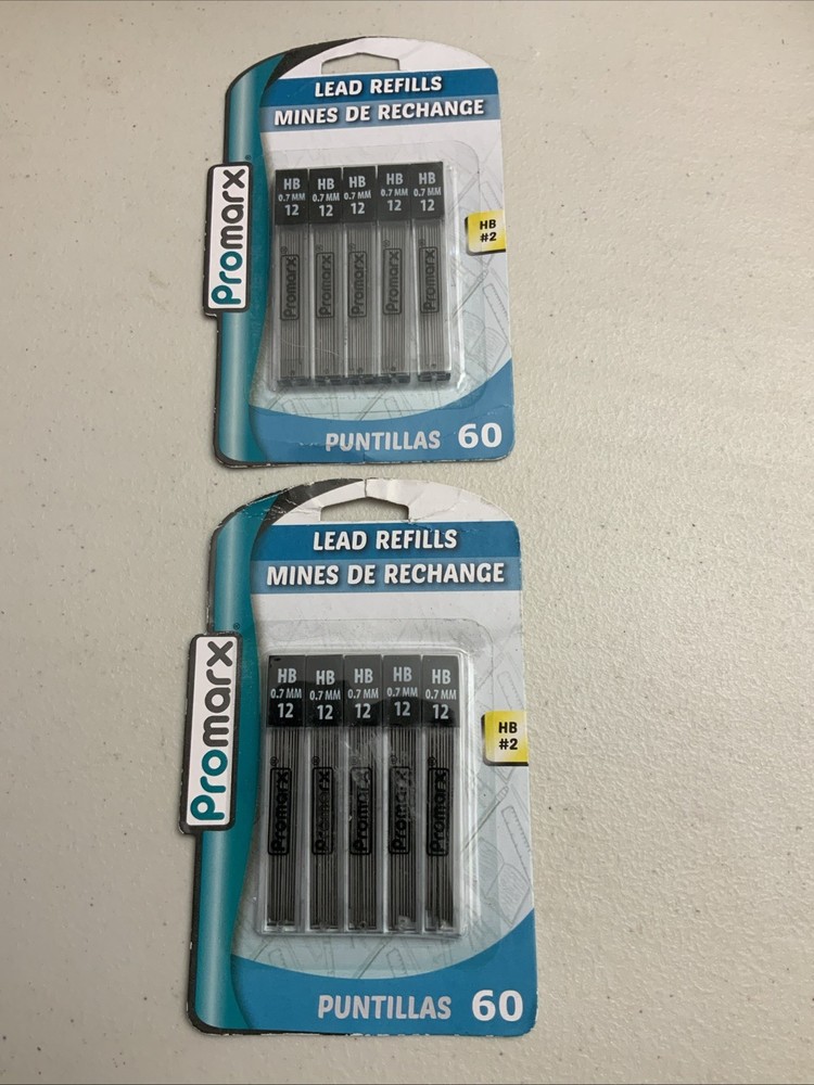 2x 60ct Promarx Mechanical Pencil Lead Refills .07mm (5x12pcs) New Sealed HB#2