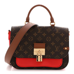 Louis Vuitton Monogram Brown/Red Satchel Top Handle w/ Lock, Detachable Strap