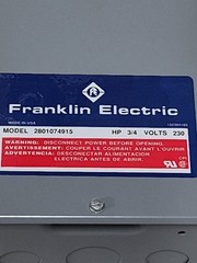 Franklin Electric Model 2801074915 3D96 3/4HP 230 Volts Wiring Control Box Nos