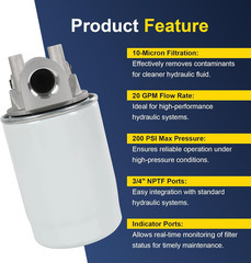 10 Micron Hydraulic Oil Filter Assembly Spin-On Design Return Line Filter with I