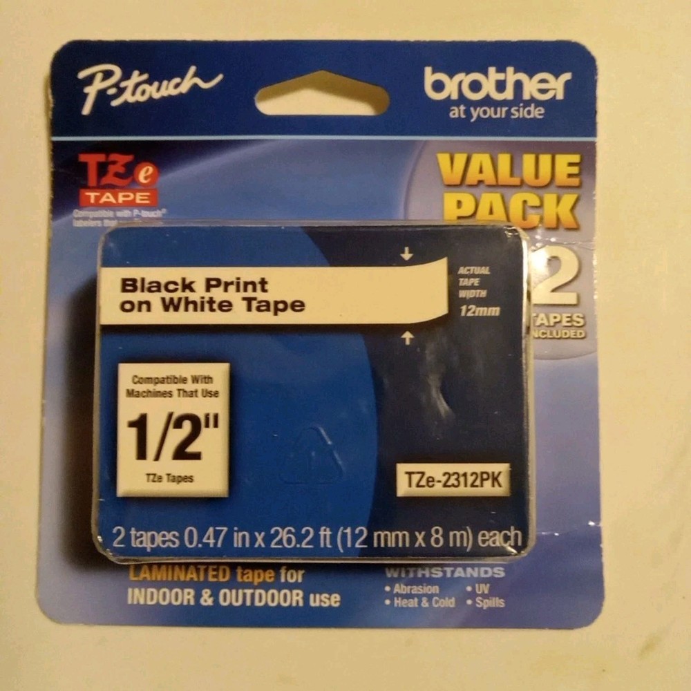 New Genuine Brother P-Touch TZe-231 2PK Black on White Tape Bag Open Box