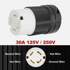 L14-30R 30 Amps 125/250V 4 Prong Generator Twist Locking Plug Connector Female