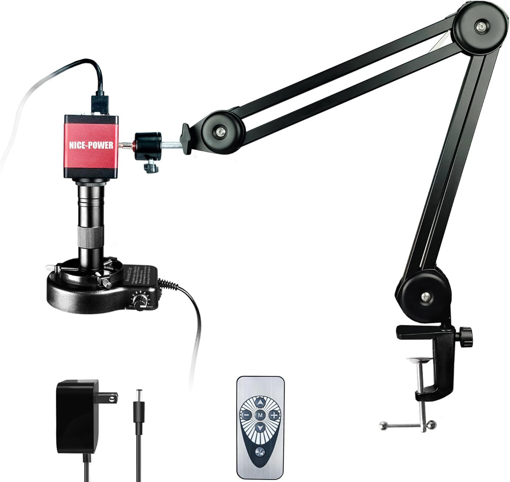 Digital Microscope Camera, 13MP 1080P HDMI VGA Industrial Video Microscope, 150X