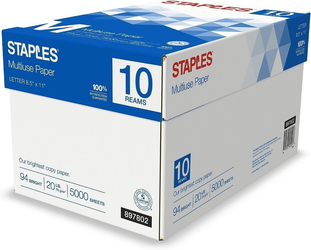 Select Copy Paper 8.5″ x 11″ 20 lbs. White 500 Sheets/Ream 10 Reams/Carton