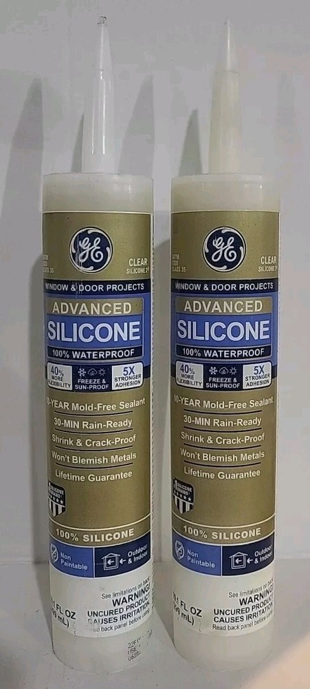 2 GE General Electric Advanced 100% Waterproof Silicone Clear Windows Doors 10.1
