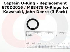 670D2016 / M88478 O-Rings for Kawasaki, John Deere (3 Pack)