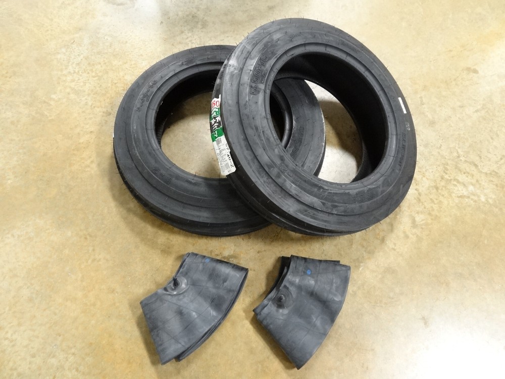 TWO New 5.50-16 Samson F-2 Tri-Rib Front Tractor Tires WITH Tubes 4 ply 3 Rib