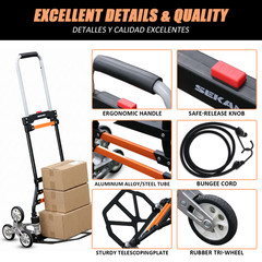 Stair Climbing Cart 280 lbs Heavy-Duty Foldable Dolly with Shopping Bag