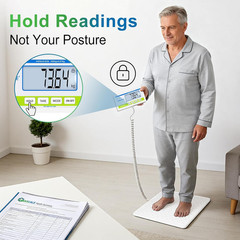 Medical Grade Floor Scale 440Lbs –10G High Precision (0.02Lb)–Extra Large Backli