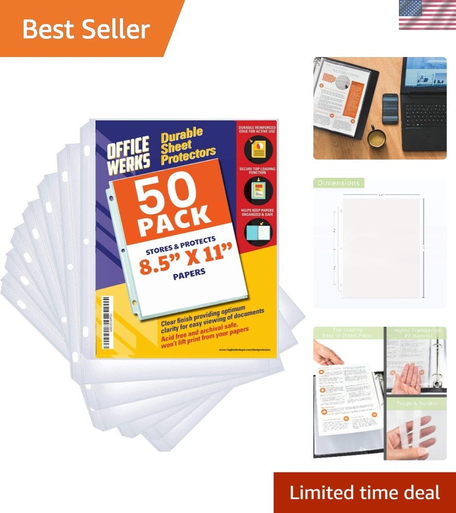 50 Pack Heavyweight Clear Sheet Protectors 8.5 x 11 – Archival Safe & Acid-Free