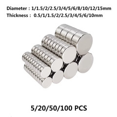 5/20/50/100pcs N35 N52 NdFeB Magnets (1mm-15mm) x (0.5mm-10mm) DxT, Round Disc​