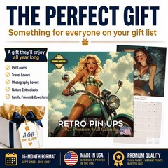 Retro Pin Ups Wall Calendar 2025 FULL SIZE 12×24 Made in USA
