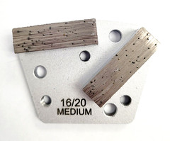 3PK Trapezoid HTC Style Grinding Shoe / Disc / Plate – Medium Bond – 16/20 Grit