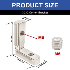 26 PCS 3030 Inside Joint Corner Brackets Set Silver Aluminum Extrusion Kit
