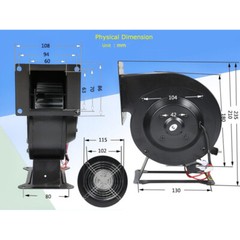 Small Centrifugal Blower Fan 196CFM 2600r/min 110V 120W Durable Equipment