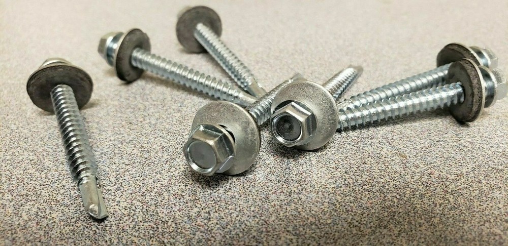 1/4-14 X 1-1/4 Unslotted Indented Hex Washer Head Tek Screw With Neoprene Washer