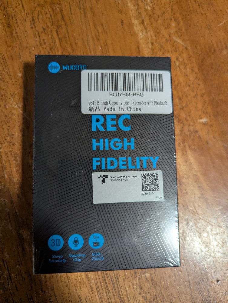 WUCOTC Z1 264GB Digital Voice Recorder 8GB + 256GB Card New Sealed