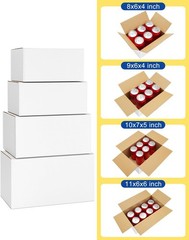 20-Pack Assorted Small Shipping Boxes – White Corrugated Mailers